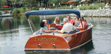 Group of friends on a boat at Hampton Lake in Hilton Head